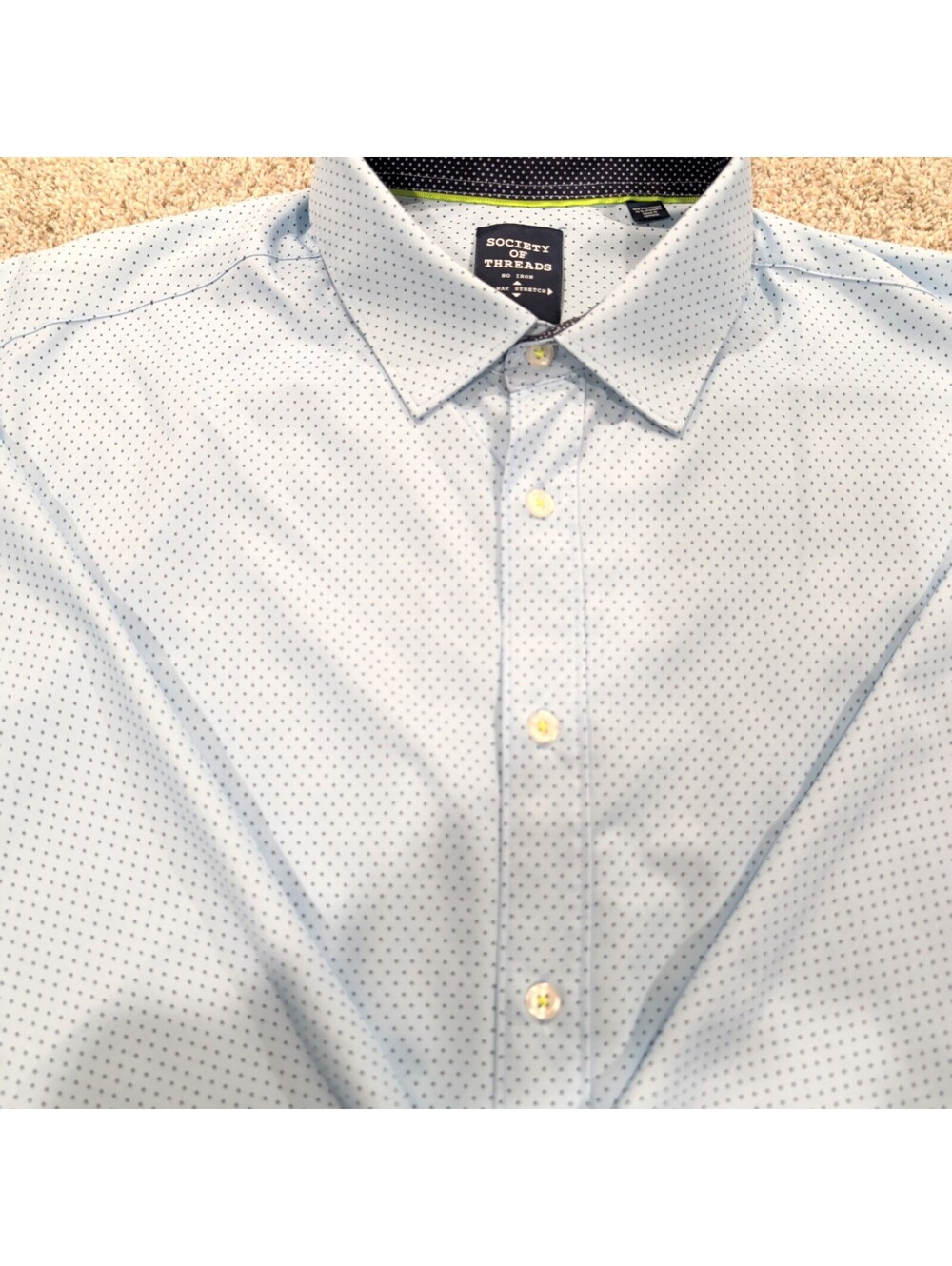 Society of Threads Men's Light Blue Polka Dot Button-Up Shirt XL